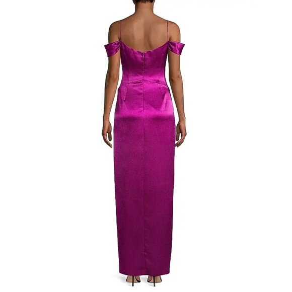 Aidan Mattox Womens Fuchsia Satin Maxi Dress Size 6 - Picture 3 of 7